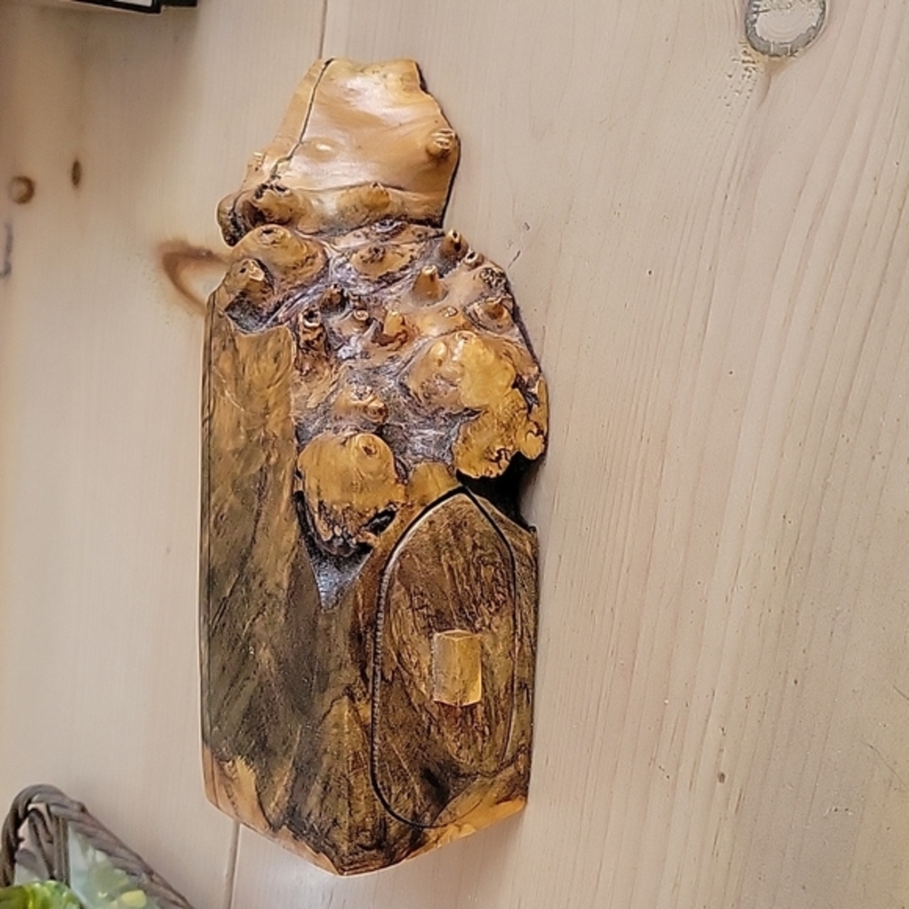 Hand Carved Burl Wood Burlwood Box with Trinket Drawer